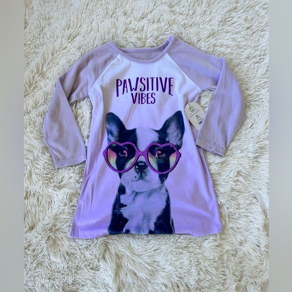 Wonder Nation Girls purple  Long Sleeve Fleece Sleep Gown size 6